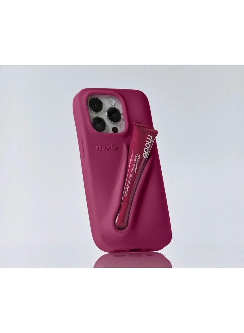 Rhode iPhone 16 Pro Max Case with Lip Gloss ,Mobile phone case Lipstick Set(Raspberry Jelly), Shockproof, scratch-resistant, portable, Rhode Applicable to iPhone 16 Pro Max - Image 1
